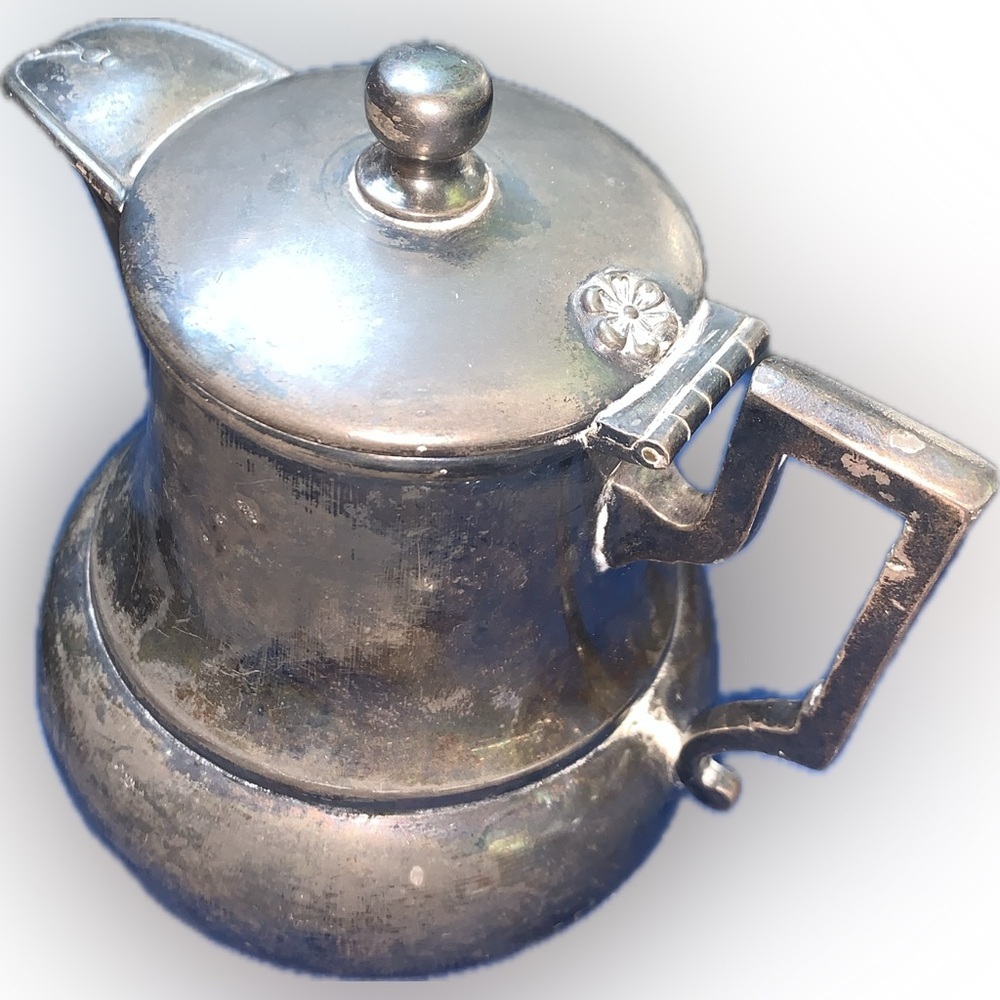 Antique Regency Cottagecore Silver Plate Teapot Creamer Kettle Vintagecore Decor